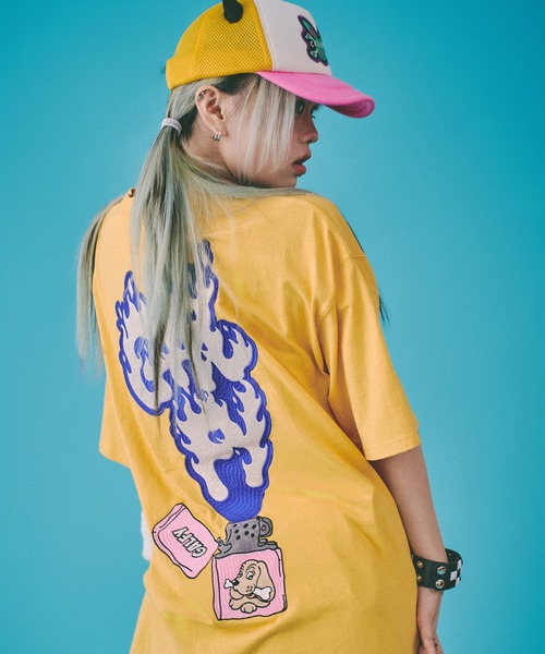 GALFY（ガルフィー）の「【GALFY/ガルフィー】GAL 着火 FIRE Tee（Tシャツ/カットソー・メンズ・ホワイト/イエロー/ブラック・L/XL）」の3枚目の写真