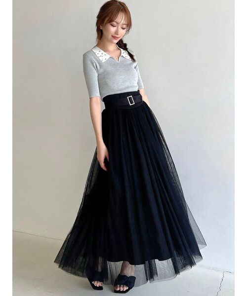 RESEXXY（リゼクシー）の「ボリュームチュールロングスカート（スカート・レディース・ホワイト/ピンク/ブラック・FREE）」の5枚目の写真