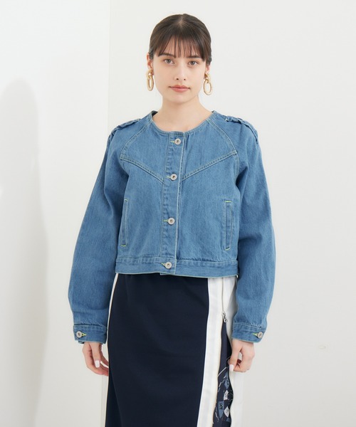 DOLLUPOOPS（ドールアップウップス）の「doll up oops カラーステッチGジャン（デニムジャケット・レディース・ブルー・FREE）」の9枚目の写真