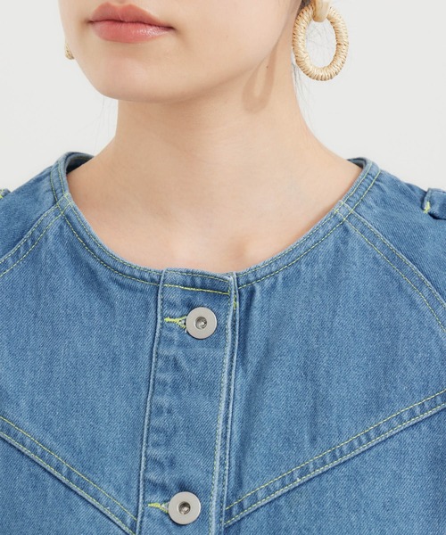 DOLLUPOOPS（ドールアップウップス）の「doll up oops カラーステッチGジャン（デニムジャケット・レディース・ブルー・FREE）」の15枚目の写真