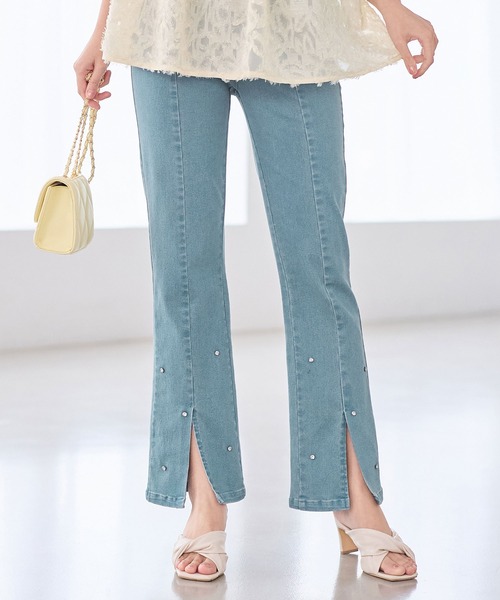 セール】フロントスリットビジューストレッチパンツ（その他パンツ