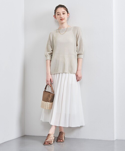 UNITED ARROWS（ユナイテッドアローズ）の「ペーパー ショートスリーブ ニット（ニット/セーター・レディース・オフホワイト/ブラウン/ダークブラウン/ライム/ベージュ/ナチュラル/その他6・FREE）」の15枚目の写真