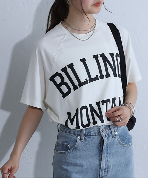 COLONY 2139(コロニートゥーワンスリーナイン)の「BIGカレッジラグランTシャツ(Tシャツ/カットソー・レディース・ホワイト/ブラック・FREE)」の1枚目の写真