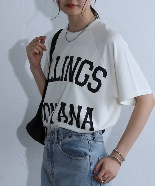 COLONY 2139(コロニートゥーワンスリーナイン)の「BIGカレッジラグランTシャツ(Tシャツ/カットソー・レディース・ホワイト/ブラック・FREE)」の6枚目の写真