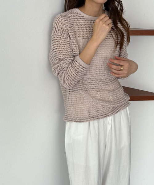 CANAL JEAN（キャナルジーン）の「El mar　メッシュサマーニット（ニット/セーター・レディース・ベージュ/ホワイト/ブラック・ONE SIZE）」の3枚目の写真