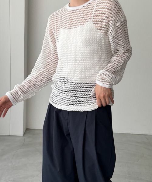 CANAL JEAN（キャナルジーン）の「El mar　メッシュサマーニット（ニット/セーター・レディース・ベージュ/ホワイト/ブラック・ONE SIZE）」の4枚目の写真