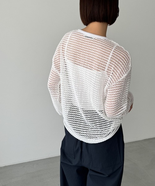 CANAL JEAN（キャナルジーン）の「El mar　メッシュサマーニット（ニット/セーター・レディース・ベージュ/ホワイト/ブラック・ONE SIZE）」の5枚目の写真