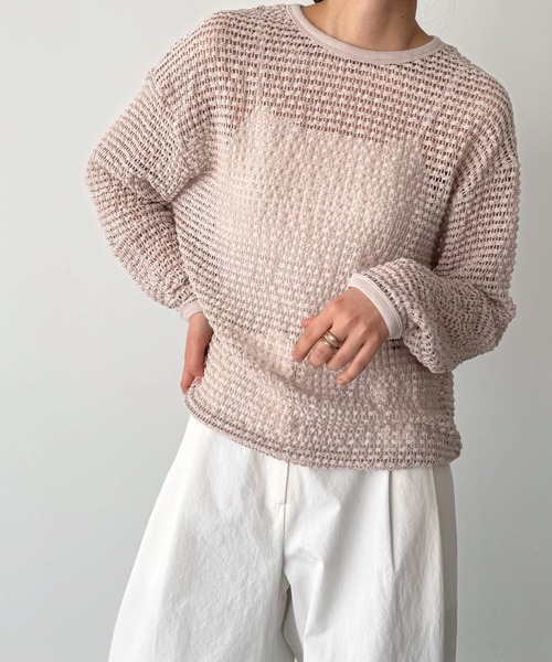 CANAL JEAN（キャナルジーン）の「El mar　メッシュサマーニット（ニット/セーター・レディース・ベージュ/ホワイト/ブラック・ONE SIZE）」の10枚目の写真