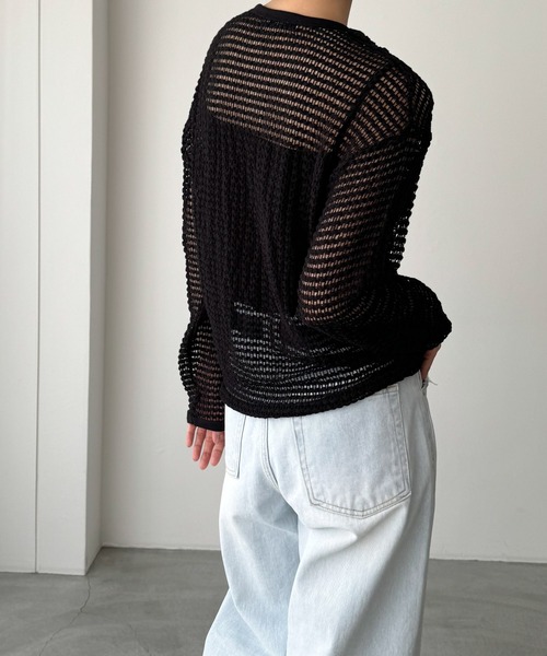 CANAL JEAN（キャナルジーン）の「El mar　メッシュサマーニット（ニット/セーター・レディース・ベージュ/ホワイト/ブラック・ONE SIZE）」の8枚目の写真