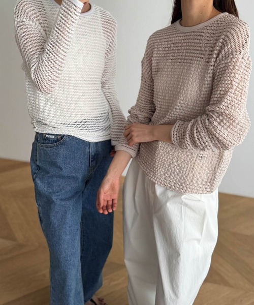 CANAL JEAN（キャナルジーン）の「El mar　メッシュサマーニット（ニット/セーター・レディース・ベージュ/ホワイト/ブラック・ONE SIZE）」の18枚目の写真