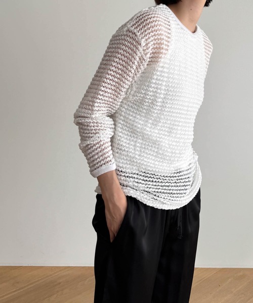 CANAL JEAN（キャナルジーン）の「El mar　メッシュサマーニット（ニット/セーター・レディース・ベージュ/ホワイト/ブラック・ONE SIZE）」の19枚目の写真