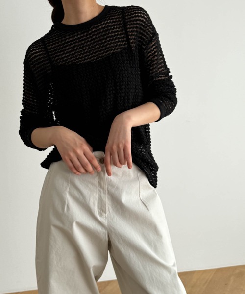 CANAL JEAN（キャナルジーン）の「El mar　メッシュサマーニット（ニット/セーター・レディース・ベージュ/ホワイト/ブラック・ONE SIZE）」の22枚目の写真