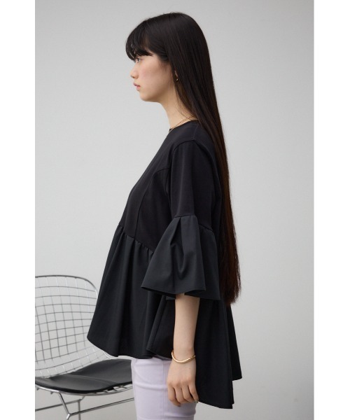 AZUL by moussy(アズールバイマウジー)の「袖フレアぺプラムカットトップス(Tシャツ/カットソー・レディース・ブルー/オフホワイト/ブラック・FREE)」の20枚目の写真