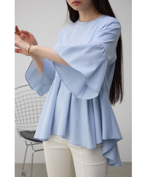 AZUL by moussy(アズールバイマウジー)の「袖フレアぺプラムカットトップス(Tシャツ/カットソー・レディース・ブルー/オフホワイト/ブラック・FREE)」の14枚目の写真