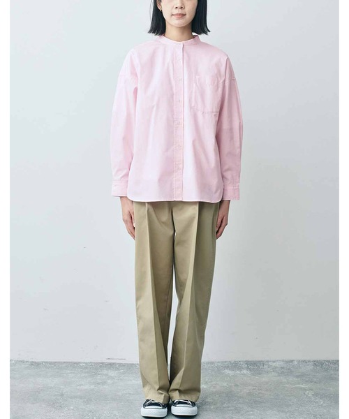ＴＨＲＥＥ ＦＩＦＴＹ ＳＴＡＮＤＡＲＤ ライトピンクのスタンドカラーのシャツ（シャツ/ブラウス）｜THREE FIFTY STANDARD（スリーフィフティースタンダード）