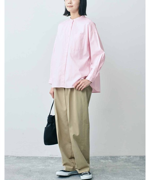 ＴＨＲＥＥ ＦＩＦＴＹ ＳＴＡＮＤＡＲＤ ライトピンクのスタンドカラーのシャツ（シャツ/ブラウス）｜THREE FIFTY STANDARD（スリーフィフティースタンダード）