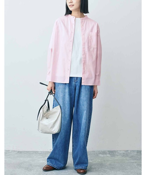 ＴＨＲＥＥ ＦＩＦＴＹ ＳＴＡＮＤＡＲＤ ライトピンクのスタンドカラーのシャツ（シャツ/ブラウス）｜THREE FIFTY STANDARD（スリーフィフティースタンダード）