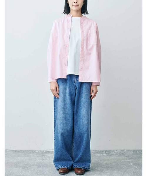 ＴＨＲＥＥ ＦＩＦＴＹ ＳＴＡＮＤＡＲＤ ライトピンクのスタンドカラーのシャツ（シャツ/ブラウス）｜THREE FIFTY STANDARD（スリーフィフティースタンダード）