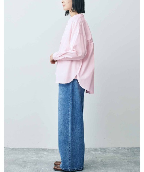 ＴＨＲＥＥ ＦＩＦＴＹ ＳＴＡＮＤＡＲＤ ライトピンクのスタンドカラーのシャツ（シャツ/ブラウス）｜THREE FIFTY STANDARD（スリーフィフティースタンダード）