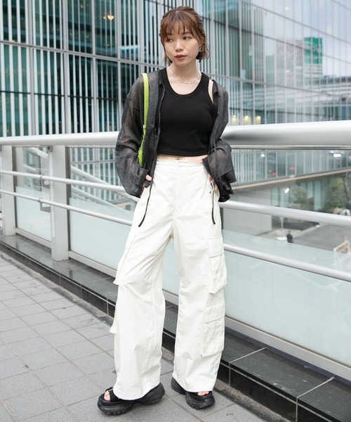 RAGEBLUE（レイジブルー）の「パラシュートナイロンカーゴパンツ（カーゴパンツ・レディース・ブラック/ホワイト/ピンク・FREE）」の4枚目の写真