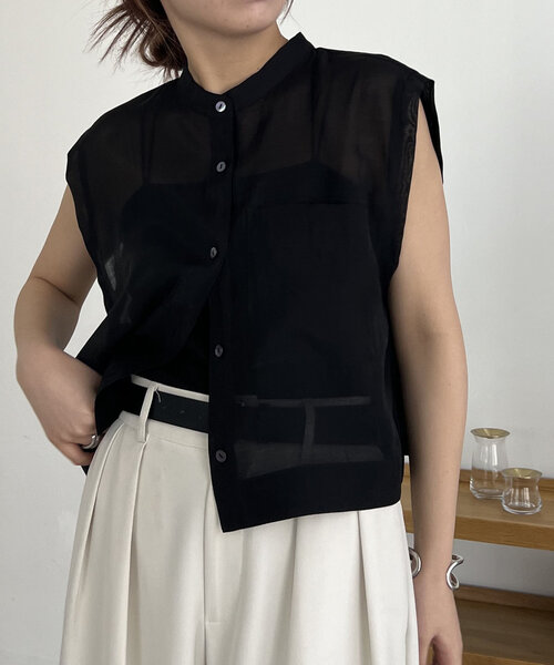 CAPRICIEUX LE'MAGE（カプリシューレマージュ）の「BOXシアーシャツ（シャツ/ブラウス・レディース・ブラック/ホワイト系その他/ピンク・FREE）」の3枚目の写真