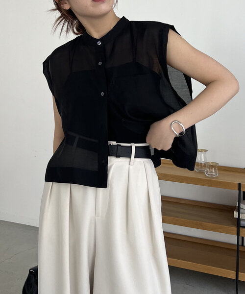 CAPRICIEUX LE'MAGE（カプリシューレマージュ）の「BOXシアーシャツ（シャツ/ブラウス・レディース・ブラック/ホワイト系その他/ピンク・FREE）」の16枚目の写真