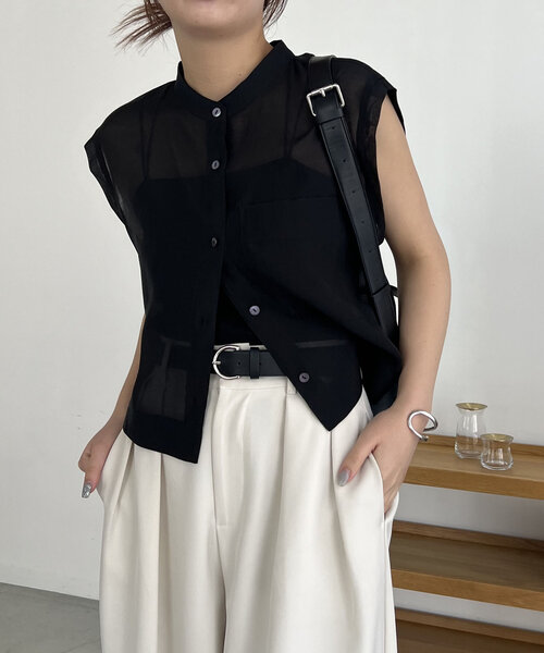 CAPRICIEUX LE'MAGE（カプリシューレマージュ）の「BOXシアーシャツ（シャツ/ブラウス・レディース・ブラック/ホワイト系その他/ピンク・FREE）」の20枚目の写真