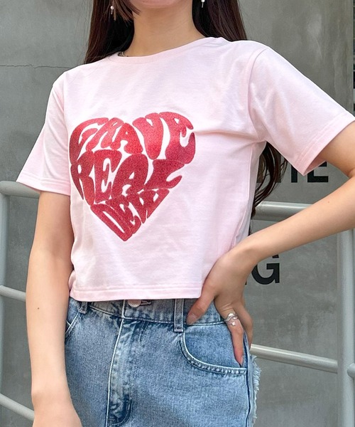INGNI（イング）の「グリッターハートロゴショートTシャツ（Tシャツ