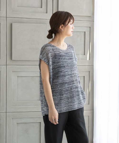 URBAN RESEARCH(アーバンリサーチ)の「メランジメッシュニット(ニット/セーター・レディース・チャコールグレー/ベージュ/グリーン・FREE)」の12枚目の写真