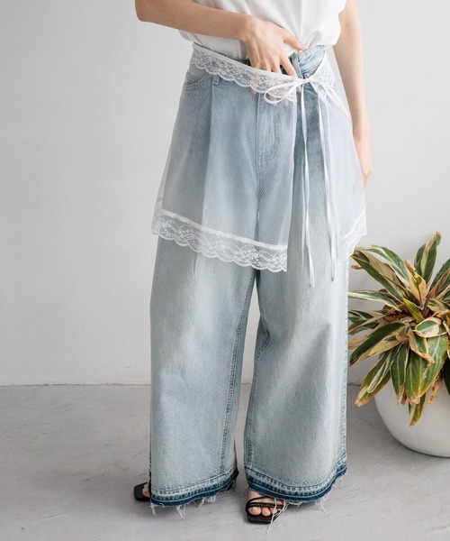 LOWRYS FARM（ローリーズファーム）の「レイヤードレースラップベルト 132605（ベルト・レディース・ブラック/ホワイト・FREE）」の2枚目の写真