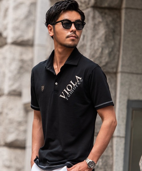 【セール】『VIOLA rumore/ヴィオラ ルモーレ』ストレッチ天竺ステッチ配色半袖ポロシャツ（シャツ/ブラウス）｜VIOLA（ヴィオラ）