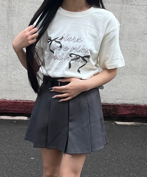 fiere(フィエール)の「リボンガーリー半袖Tシャツ(Tシャツ/カットソー・レディース・アイボリー/ホワイト/A・L/M/XL/SMALL/X-SMALL/MEDIUM)」の6枚目の写真