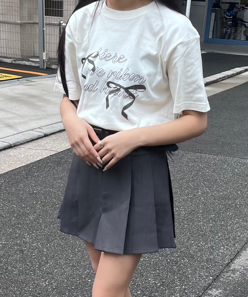 fiere(フィエール)の「リボンガーリー半袖Tシャツ(Tシャツ/カットソー・レディース・アイボリー/ホワイト/A・L/M/XL/SMALL/X-SMALL/MEDIUM)」の8枚目の写真