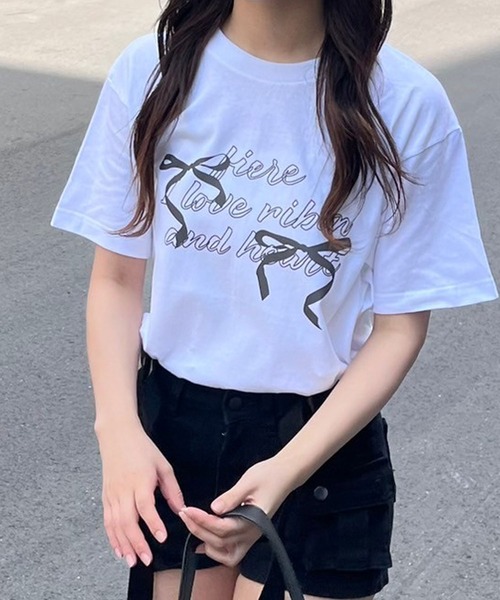 fiere(フィエール)の「リボンガーリー半袖Tシャツ(Tシャツ/カットソー・レディース・アイボリー/ホワイト/A・L/M/XL/SMALL/X-SMALL/MEDIUM)」の9枚目の写真