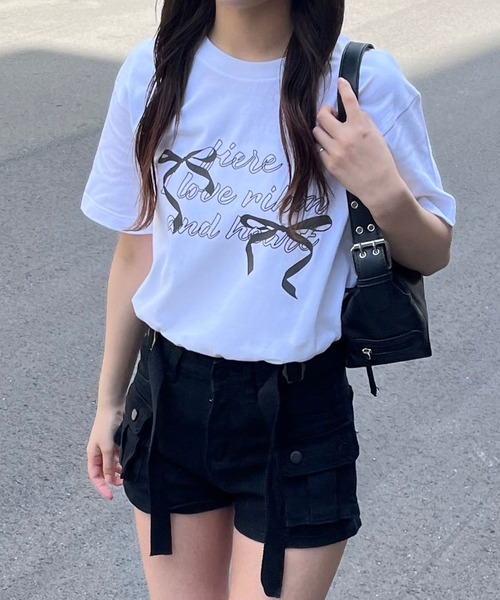 fiere(フィエール)の「リボンガーリー半袖Tシャツ(Tシャツ/カットソー・レディース・アイボリー/ホワイト/A・L/M/XL/SMALL/X-SMALL/MEDIUM)」の10枚目の写真