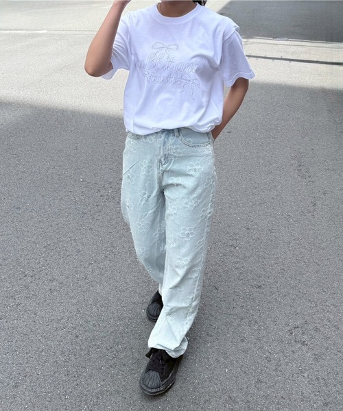 fiere(フィエール)の「リボンガーリー半袖Tシャツ(Tシャツ/カットソー・レディース・アイボリー/ホワイト/A・L/M/XL/SMALL/X-SMALL/MEDIUM)」の18枚目の写真