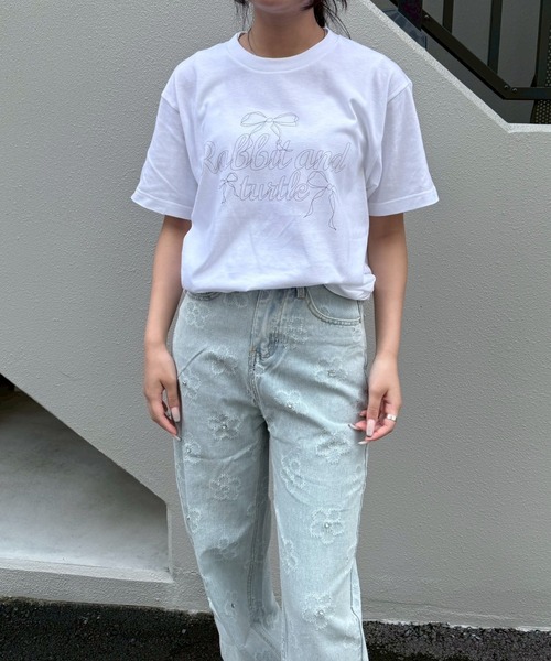 fiere(フィエール)の「リボンガーリー半袖Tシャツ(Tシャツ/カットソー・レディース・アイボリー/ホワイト/A・L/M/XL/SMALL/X-SMALL/MEDIUM)」の14枚目の写真