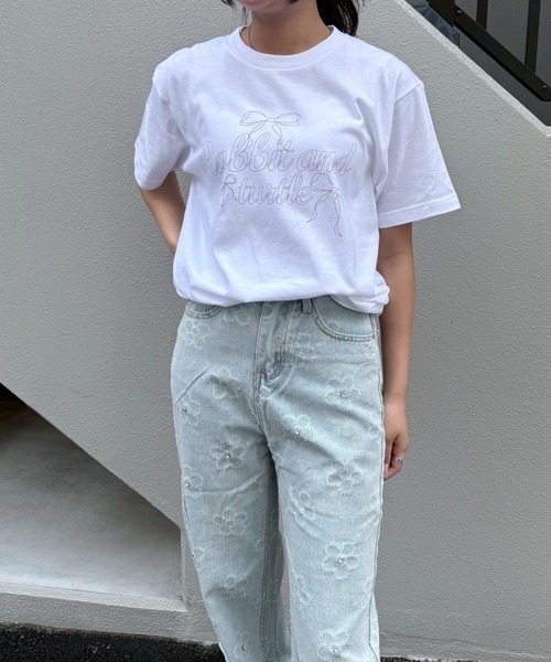 fiere(フィエール)の「リボンガーリー半袖Tシャツ(Tシャツ/カットソー・レディース・アイボリー/ホワイト/A・L/M/XL/SMALL/X-SMALL/MEDIUM)」の13枚目の写真