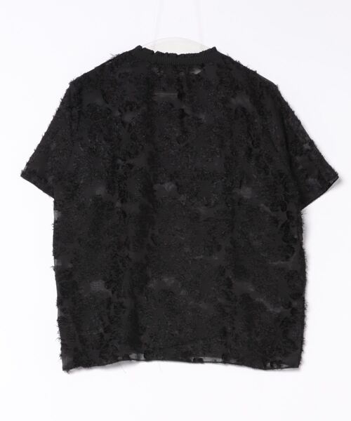 styiro(スタイロ)の「半袖花柄レースブラウス(Tシャツ/カットソー・レディース・ブラック/ホワイト・M/S)」の4枚目の写真