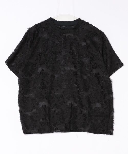 styiro(スタイロ)の「半袖花柄レースブラウス(Tシャツ/カットソー・レディース・ブラック/ホワイト・M/S)」の3枚目の写真