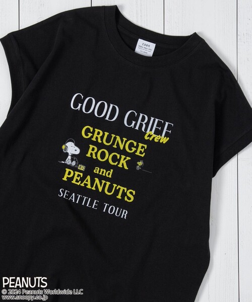 PEANUTS(ピーナッツ)の「PEANUTS(ピーナッツ)×coen フレンチスリーブプリントTシャツ(Tシャツ/カットソー・レディース・オフホワイト/ブラック/イエロー/その他1・M/L)」の1枚目の写真