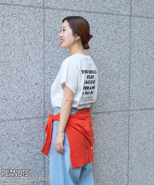 PEANUTS(ピーナッツ)の「PEANUTS(ピーナッツ)×coen フレンチスリーブプリントTシャツ(Tシャツ/カットソー・レディース・オフホワイト/ブラック/イエロー/その他1・M/L)」の7枚目の写真