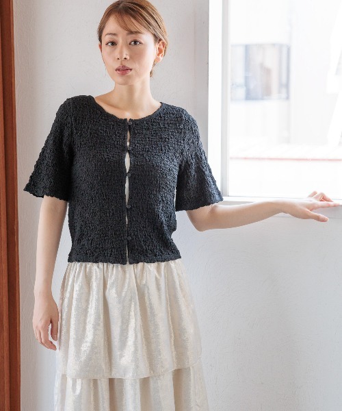 コルデラ半袖カーディガンBLACK COMME des GARÇONS ブラックカーディガン XS