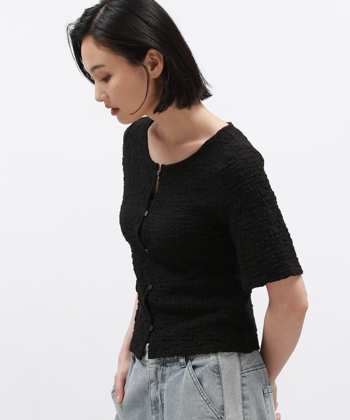 LAKOLE(ラコレ)の「カットジャガードショートカーディガン半袖 / 132259(カーディガン/ボレロ・レディース・ブラック/イエロー/アイボリー・SMALL/MEDIUM)」の16枚目の写真