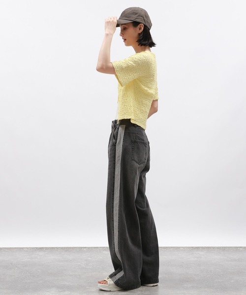 LAKOLE(ラコレ)の「カットジャガードショートカーディガン半袖 / 132259(カーディガン/ボレロ・レディース・ブラック/イエロー/アイボリー・SMALL/MEDIUM)」の19枚目の写真