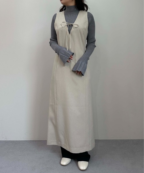 1chaku.（イッチャク）の「深Vネックタイトワンピース（ワンピース・レディース・ダークグレー/ライトグレー/ダークネイビー/ブラック/ライトベージュ/ミント・マルチサイズ）」の12枚目の写真