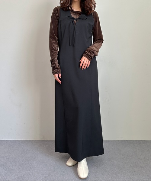 1chaku.（イッチャク）の「深Vネックタイトワンピース（ワンピース・レディース・ダークグレー/ライトグレー/ダークネイビー/ブラック/ライトベージュ/ミント・マルチサイズ）」の13枚目の写真