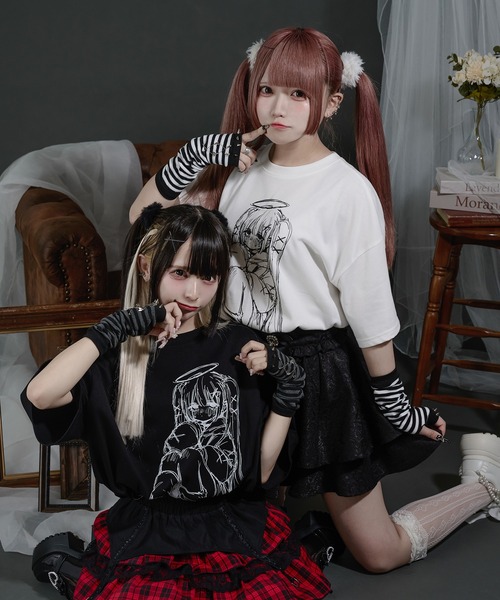 Pal elfy(パルエルフィー)の「イラストT(Tシャツ/カットソー・レディース・ブラック/オフホワイト・フリー)」の4枚目の写真