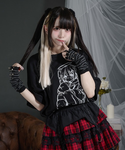 Pal elfy(パルエルフィー)の「イラストT(Tシャツ/カットソー・レディース・ブラック/オフホワイト・フリー)」の11枚目の写真