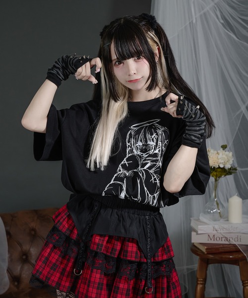 Pal elfy(パルエルフィー)の「イラストT(Tシャツ/カットソー・レディース・ブラック/オフホワイト・フリー)」の12枚目の写真